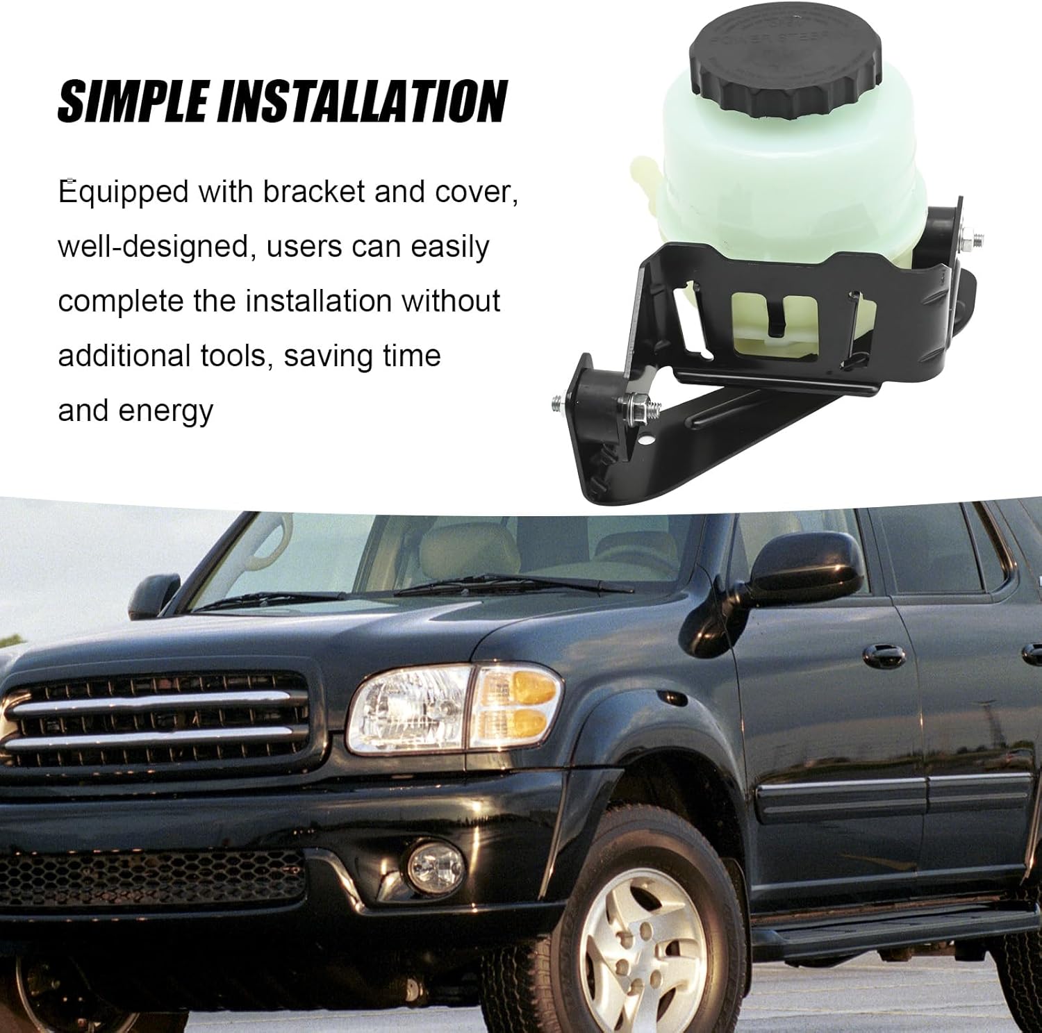 603-678 Power Steering Reservoir with Cap and Bracket Replacement for Toyota Sequoia 2001-2007 Tundra 2000-2006, Replaces 4436034010 443050C010 443050C030