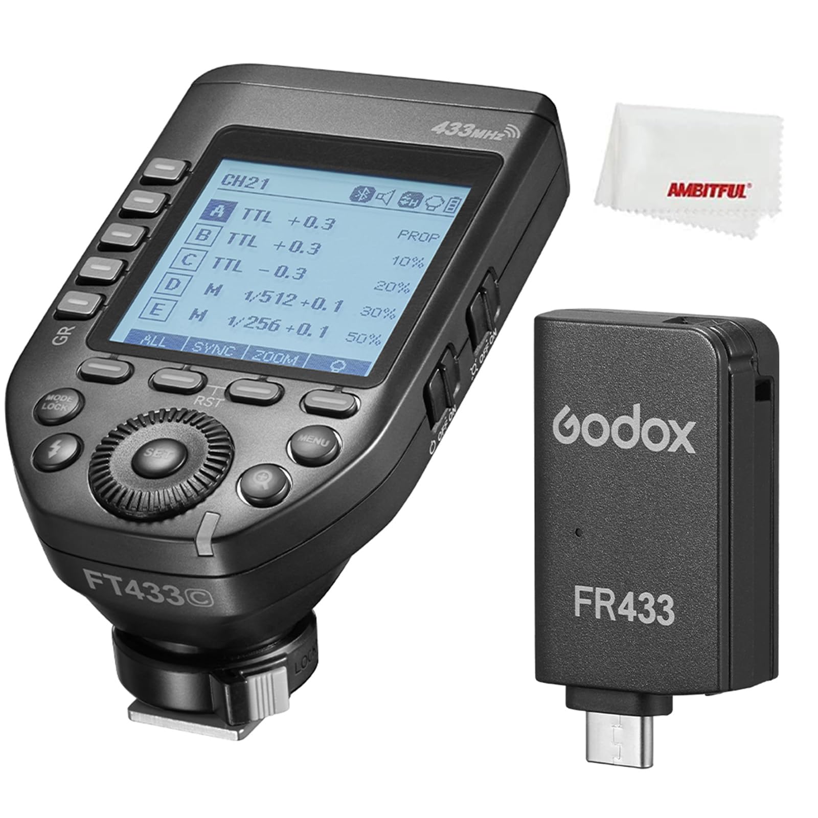 Godox FT433 C TTL trigger flash wireless per Canon, 433 MHz, HSS 1/8000s, portata 100m, LCD, 32 canali, 1-99 ID, sincronizzazione fronte/retro, controllo app Bluetooth, TCM, fuoco rapido a contatto