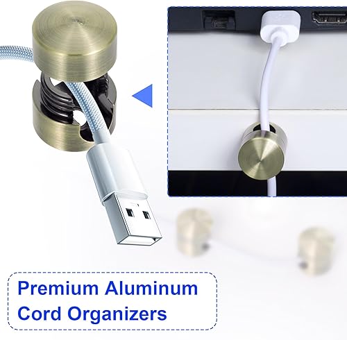 Miniatura 116 de 3 juegos de soportes de cargador para cables, soportes de anclaje de cable ajustables plateados, clips de cable de metal adhesivos, organizadores de