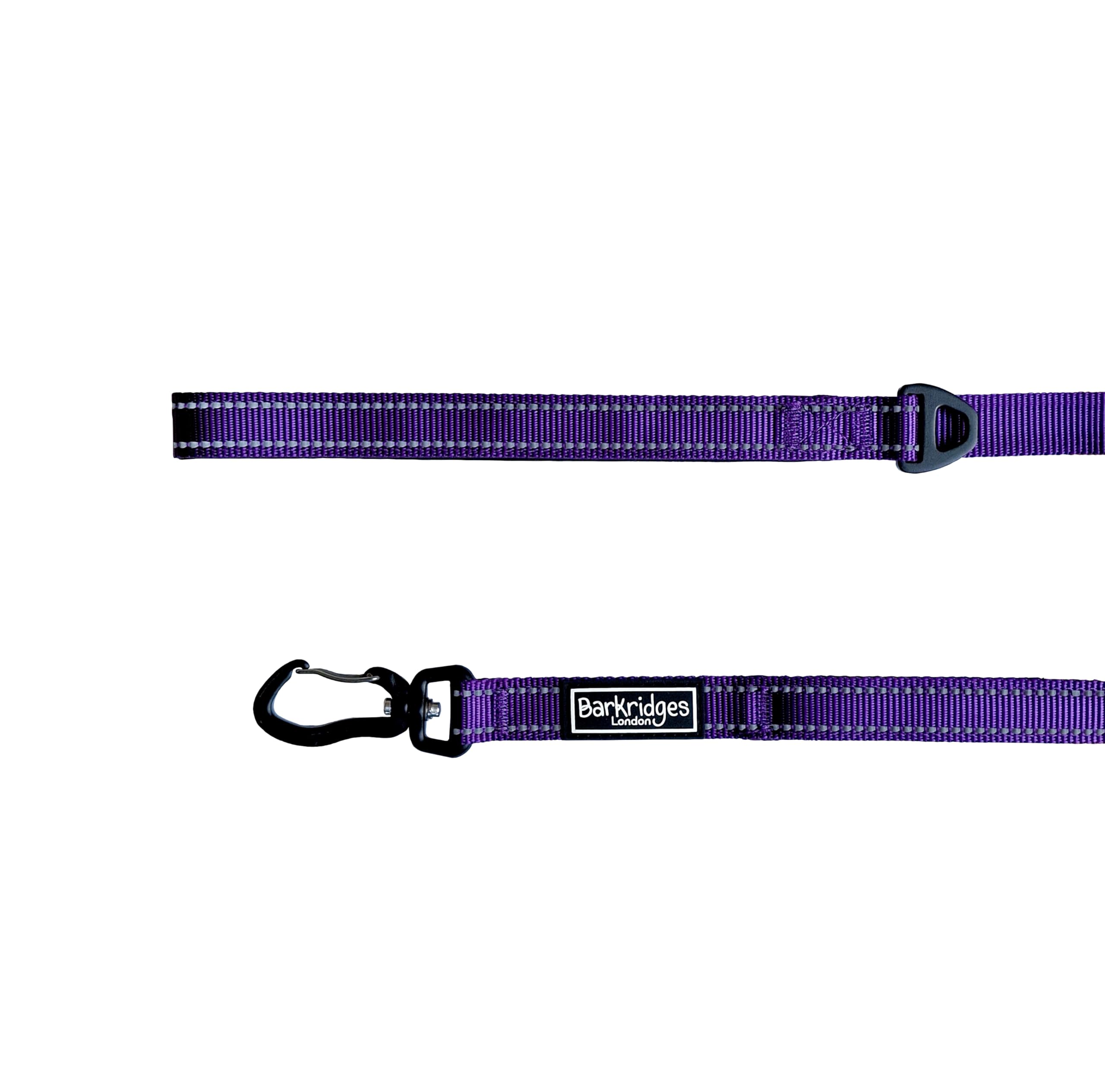 Barkridges® Lightweight Triple Handle Dog Lead Leash | Traffic Handle | Secured | Auto Lock Aluminium Clip | Padded Handle | Reflective | Strong Nylon | Comfortable (Purple, 120 cm / 4 ft)
