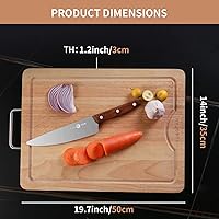 Vista 3 de Tabla de cortar de madera con bloque de carnicero para cocina, tabla de cortar de madera de grano extremo extragrande, 24 pulgadas de largo x 14