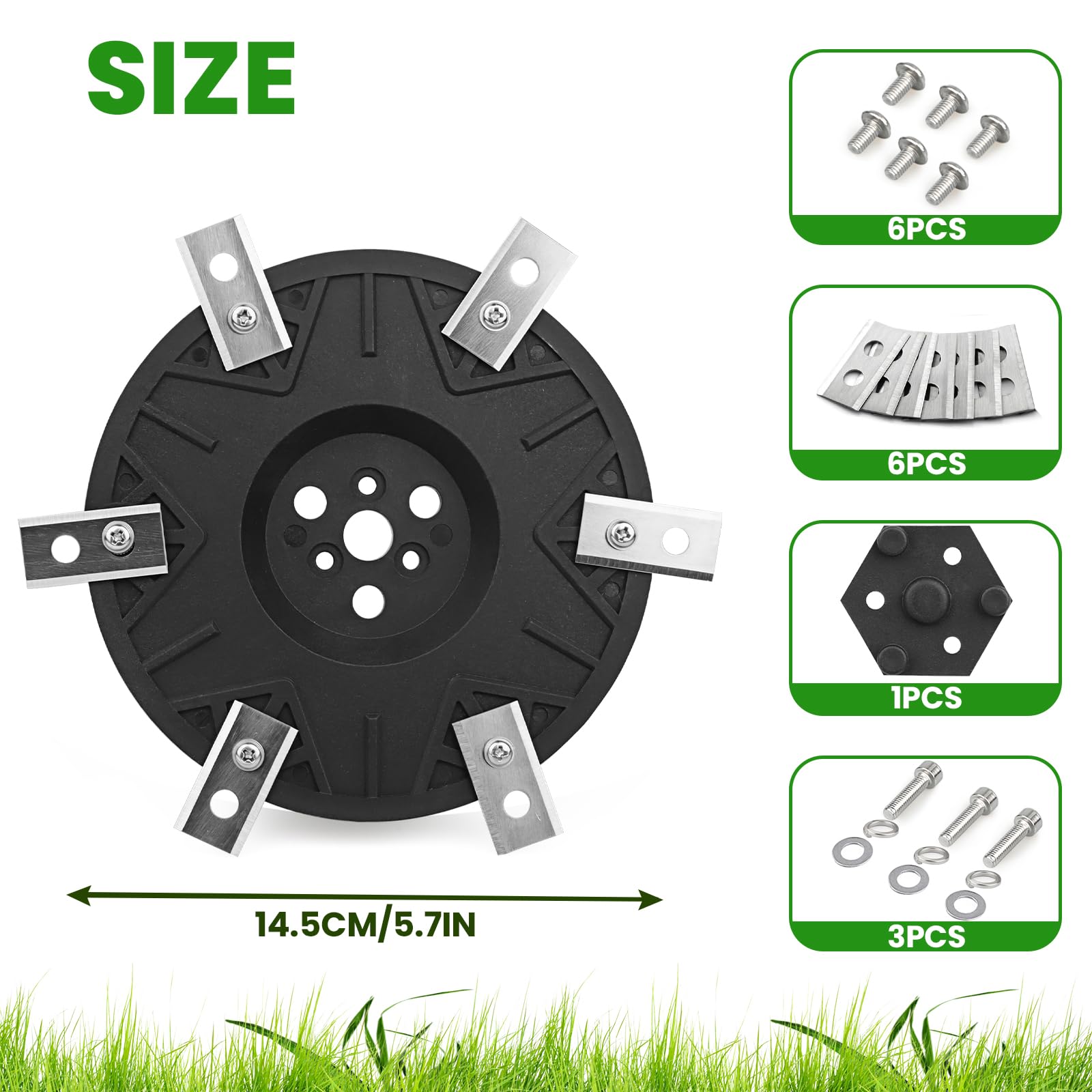6 dischi per coltelli compatibili con Worx Landroid, M500 M700 WR167E WR141E Vision M600, disco per coltelli + 6 lame di ricambio compatibili, disco per coltelli compatibile con robot tosaerba Worx