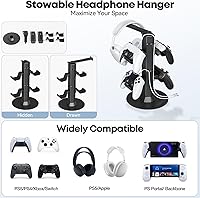 Vista 4 de Serie de soporte para auriculares y controlador (negro, 2 niveles)