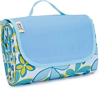 Waterproof Picnic Blanket, Single Size, 3 Layers Foldable Picnic Mat, Portable Outdoor Blankets for Park, Yard, Garden, Beach Camping, Sandproof Beach Blanket - 145x80 CM (Lily)