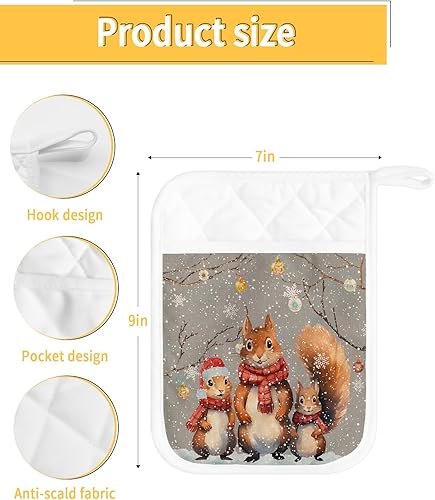 Miniatura 3 de Xmas 3Pcs Pot Holders for Kitchen,Non Slip & Heat Insulation Terry Cloth Potholder Set with Pocket,Thick Hot Pad Oven Mitts Trivet Coaster for