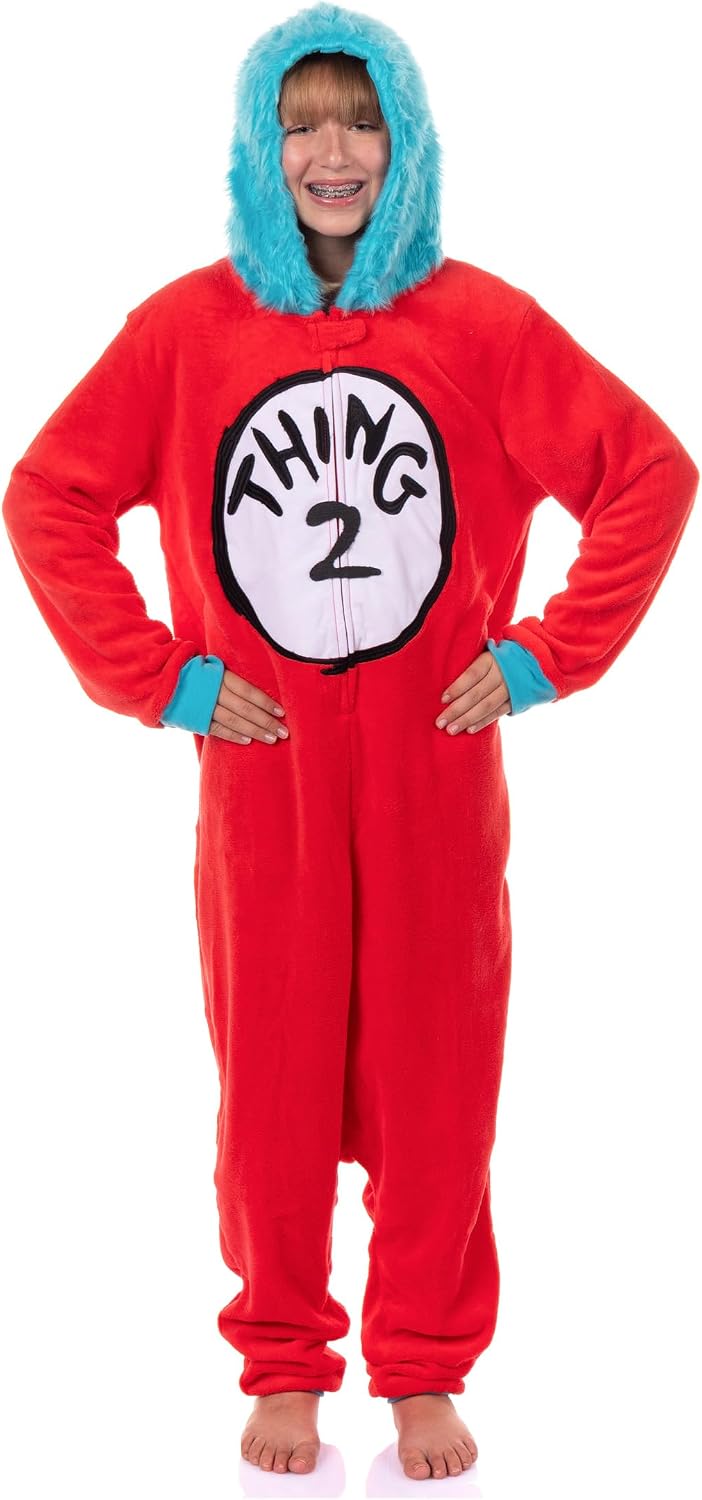 Dr. Seuss Thing 1 & Thing 2 Character Kigurumi Costume Union Suit Pajama Loungewear