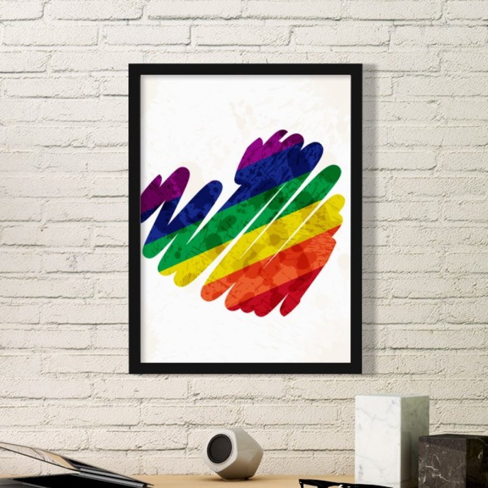 Cadeaux Small Noir Peinture Coeur Arc-LGBT Idéal pour Célébrer l'Amour et la Fierté