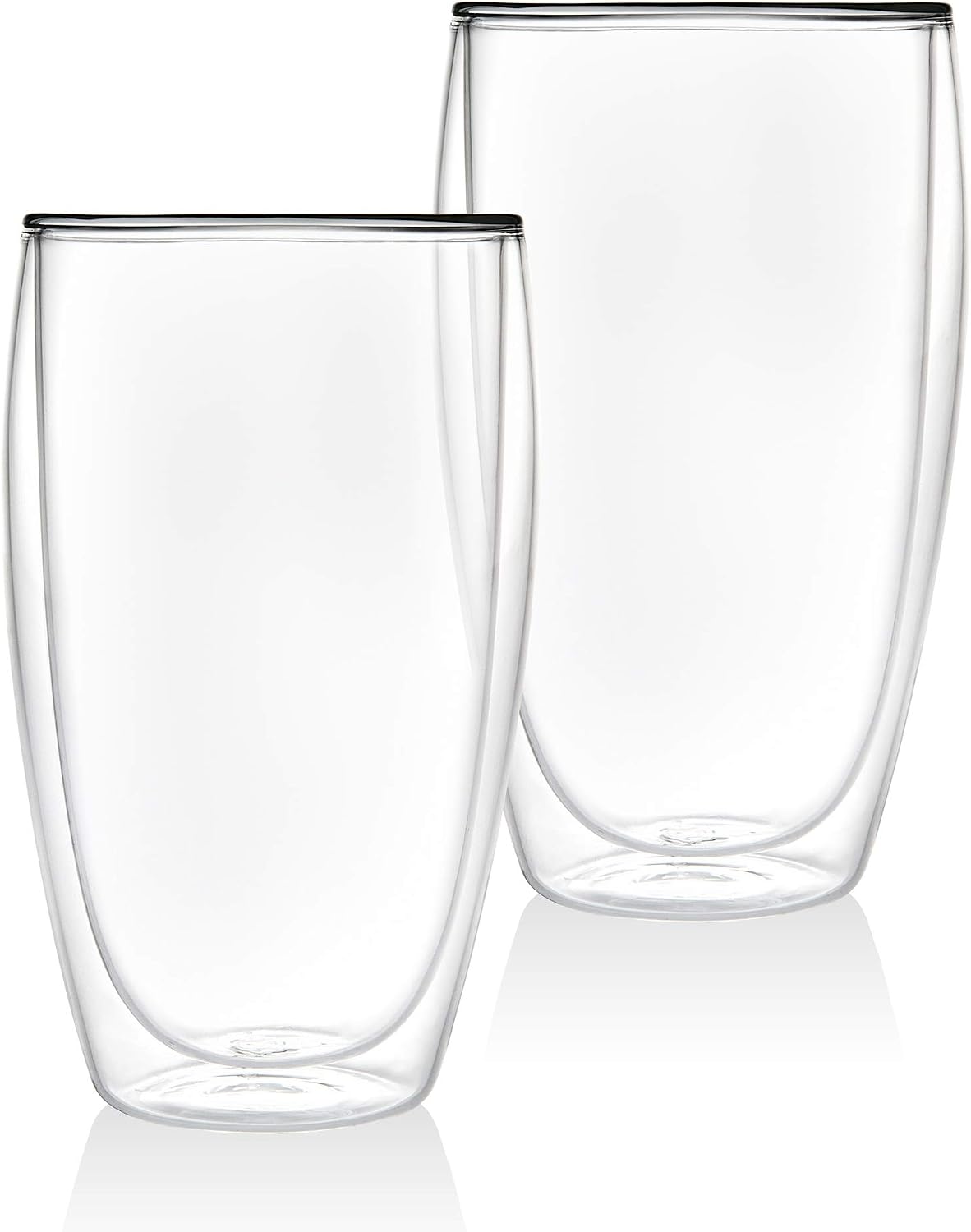 Double Wall Glass Coffee Cups Insulated Mugs for Drinking Espresso Latte Mocha Tea – 16 oz – Set of Two