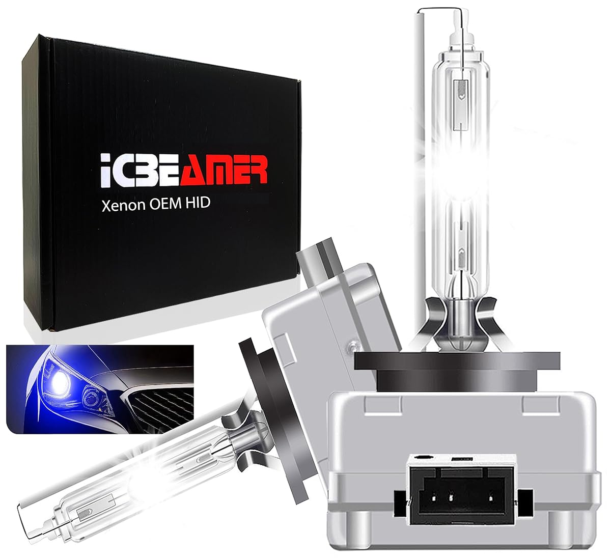 ICBEAMER D1S/D1R Xenon HID Headlight Bulbs 30000K Dark Blue Replacement Model
