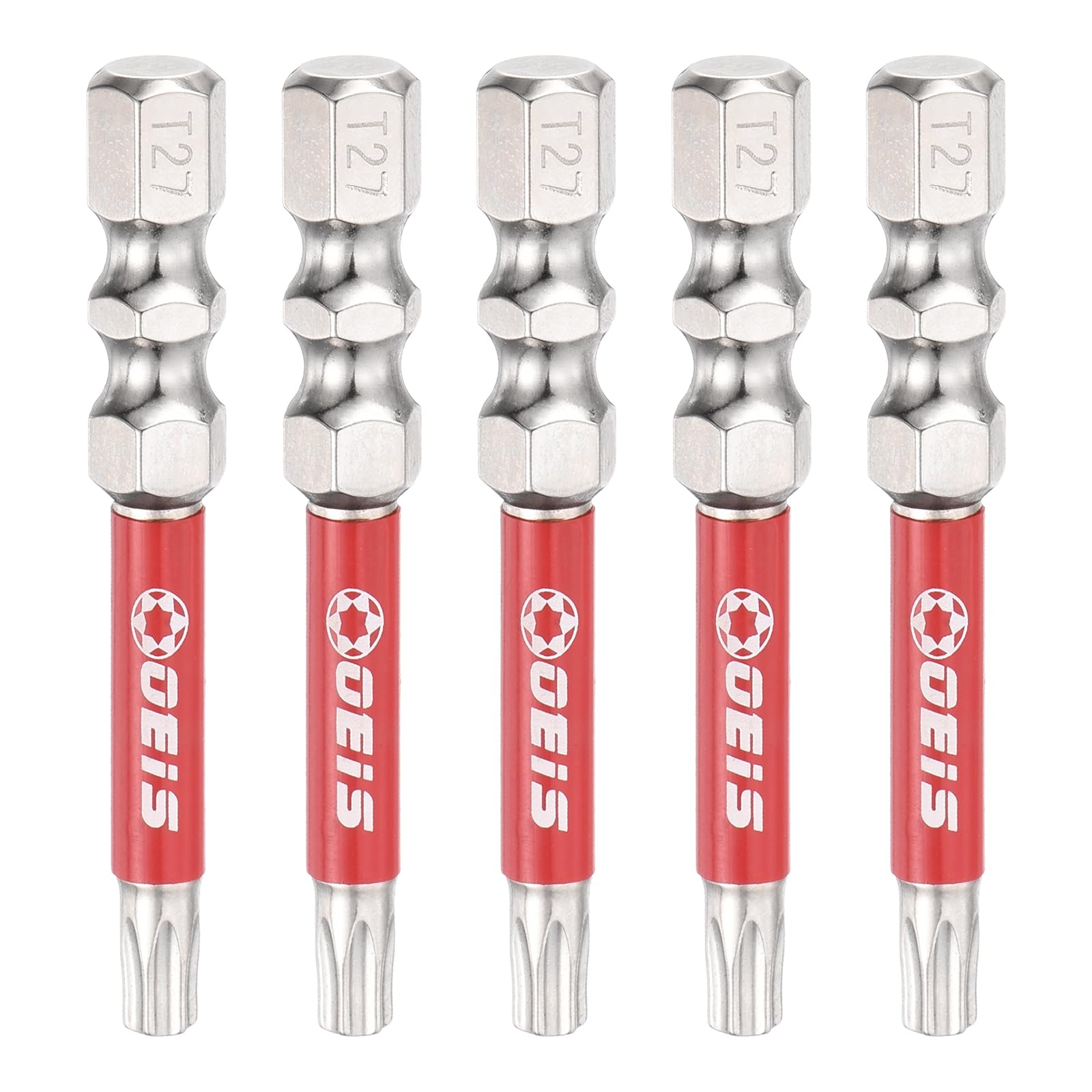 sourcing map 5pcs TT27 Torx Head Screwdriver Bit 1/4" Hex Shank 50mm Long Magnetic Tamper Proof 6 Point Star Drill Bits S2 Steel Industrial Power Screwdrivers with Hole Tip
