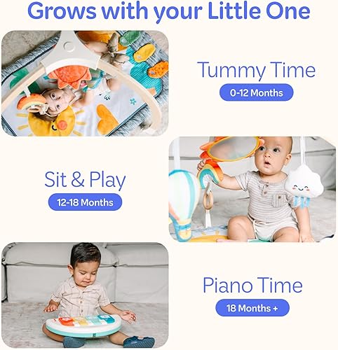 Miniatura 4 de Move2Play Gimnasio de juego para bebés, tapete de actividad suave con juguetes sensoriales, música, espejo y soporte para el tiempo boca abajo,