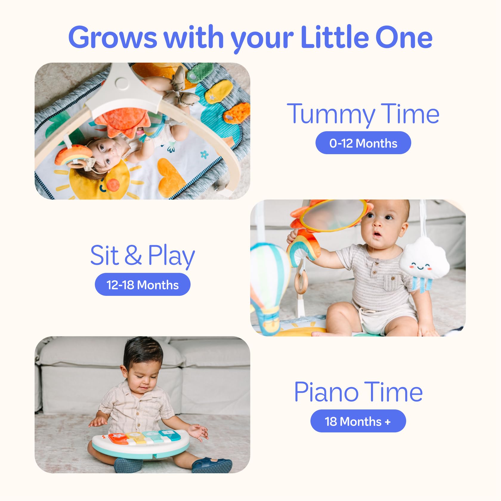 Move2Play, Palestra per bambini ispirata ai Montessori in legno, con pianoforte musicale, tappetino spesso e morbido, centro attività per la pancia, tappetino da gioco per neonati e neonati