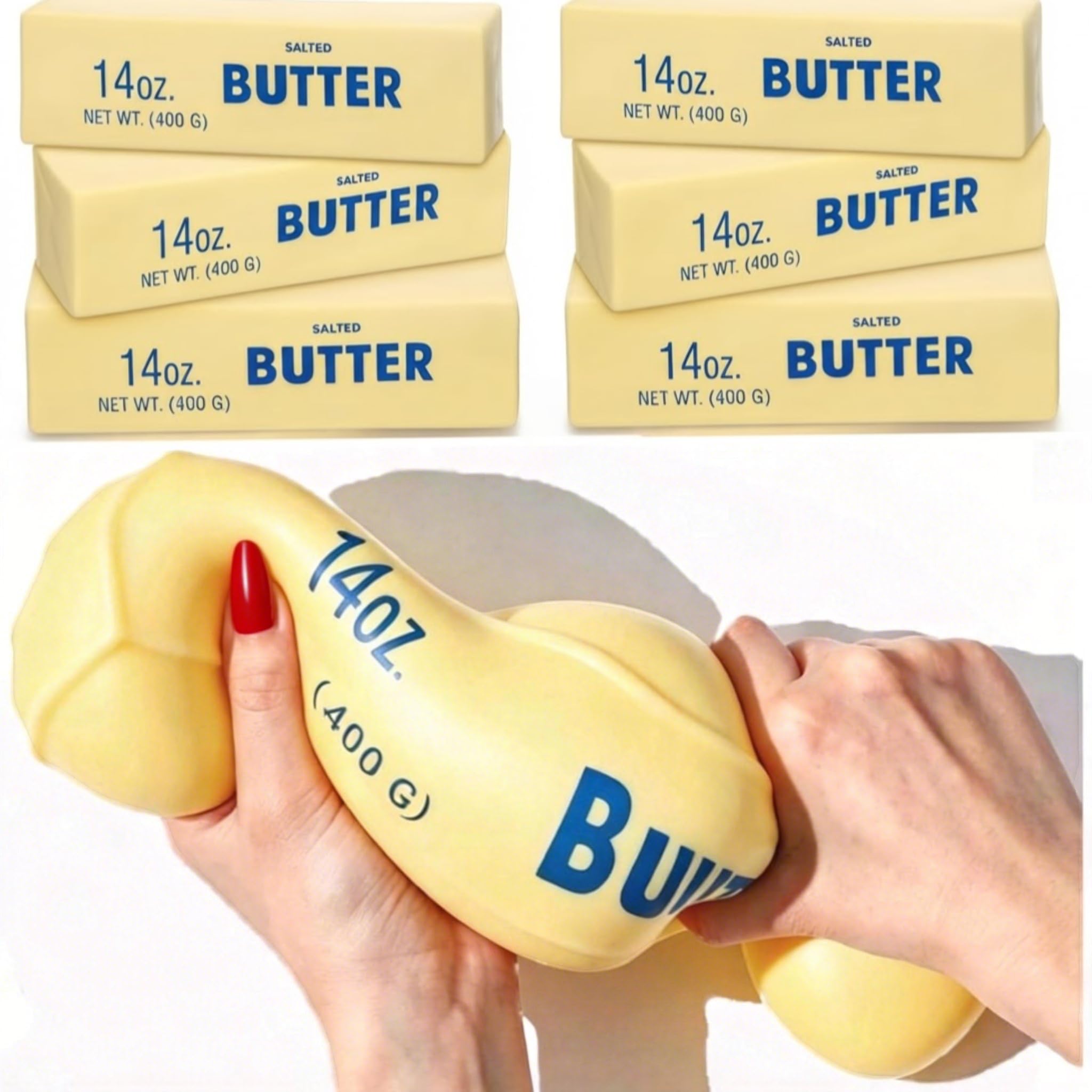 View 1 of 10in Giant Butter Squishy Shaving Cream Filled,10in Jumbo Big Butters Squeeze,14oz Squeeze Stress Stick Not Foam Large Butter Ball Stress Relief Slow Rising Fun for Anxiety Relief Party Favors