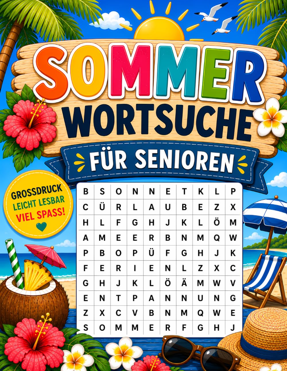 Sommer Wortsuchrätsel für Senioren: 50 entspannende Rätsel in Großdruck | Extra große Schrift für mehr Rätselspaß und Gedächtnistraining