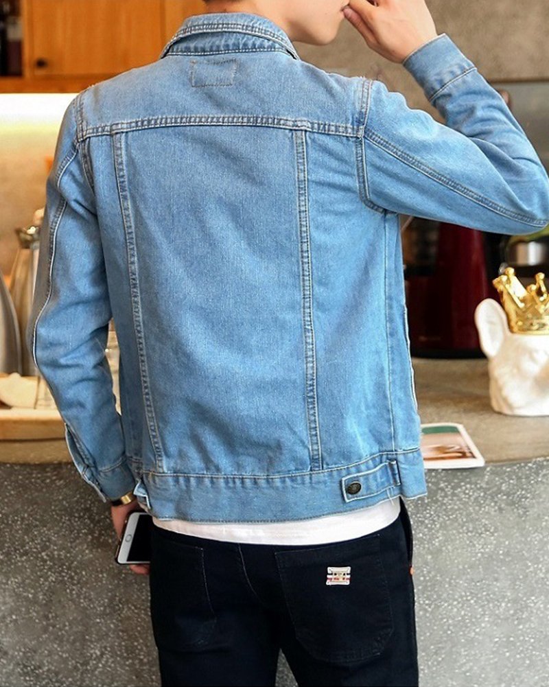 DAIHAN Uomo Giacca di Jeans Vintage Classica Giubbotto Denim Giacca Panciotto Sottile