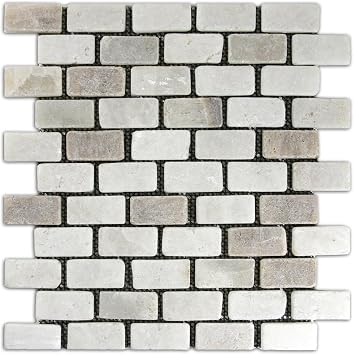 CNK Tile Mixed Quartz Mini Stone Subway Tile - 12 x 12 Natural Polished Finish Durable Mesh-Backed Stone Tiles for Home & Outdoor Decor Perfect for Walls Floors Backsplashes Poolside Pack of 1