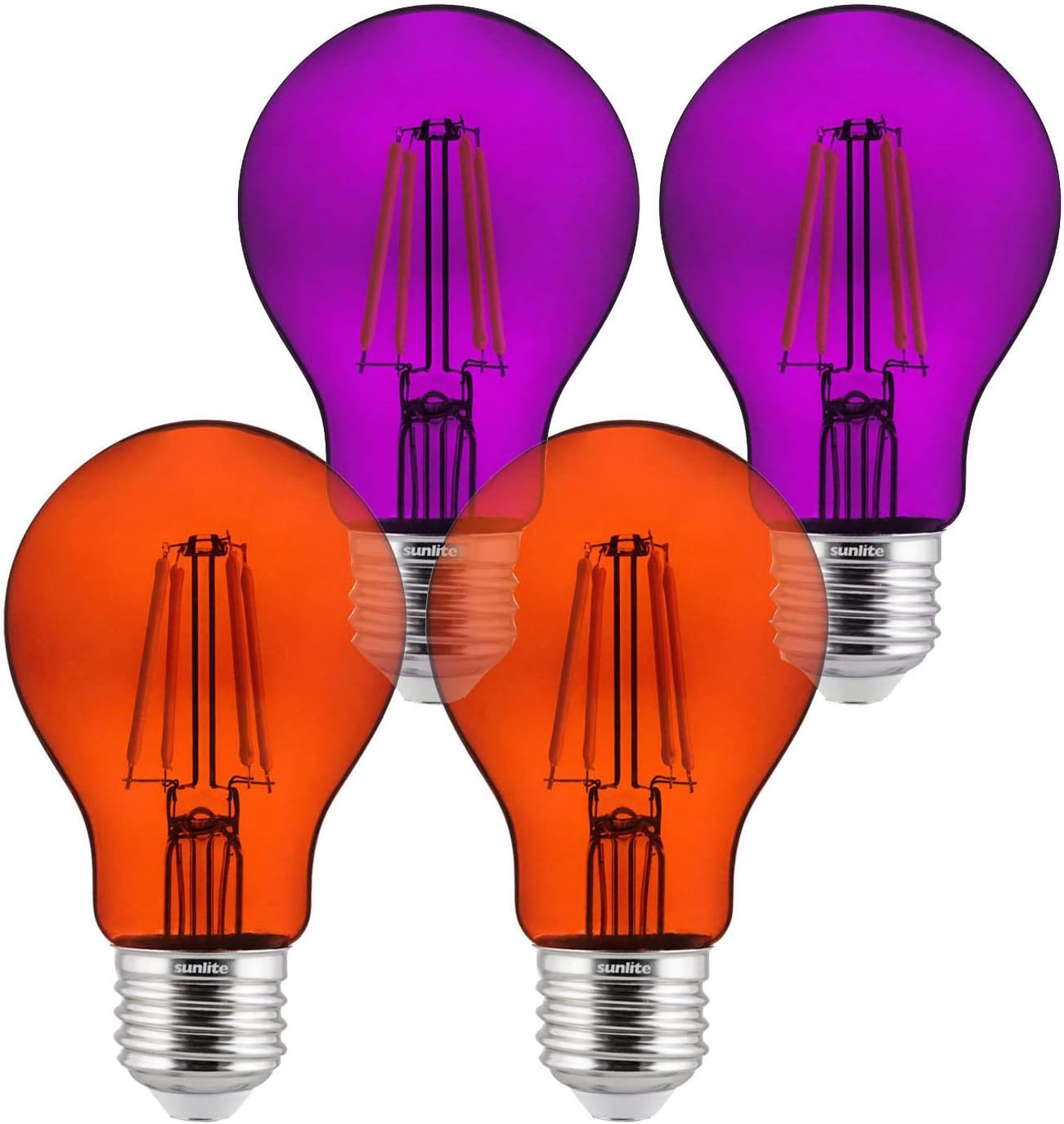 Sunlite 41522 LED Halloween Value Pack 4.5 Watt (60W Equivalant), 120 Volt E26 Medium Base, Dimmable, UL Listed, Orange and Purple 4 Pack