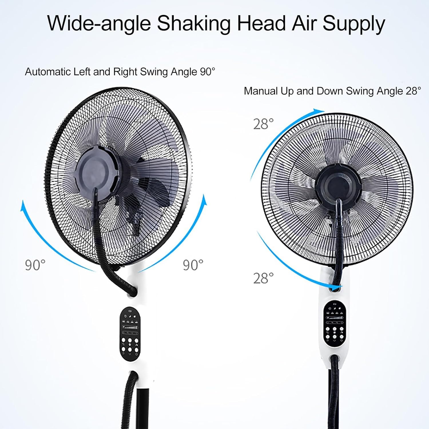Oscillating Standing Misting Fan with 2.4L Water Tank, with 4 Speeds & 3 Modes, 1-7H Timer, Outdoor Fan with Remote Control, for Home, Office, Terrace, Garden