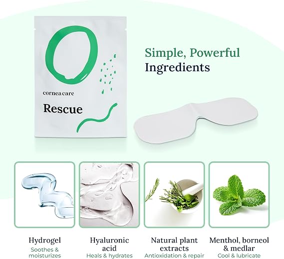 CorneaCare Rescue: Hydrogel Self Cooling Compress | Cold Eye Masks for Puffy Eyes | Self Cooling Eye Compress for Fast Relief | Travel Ready | 6 Count