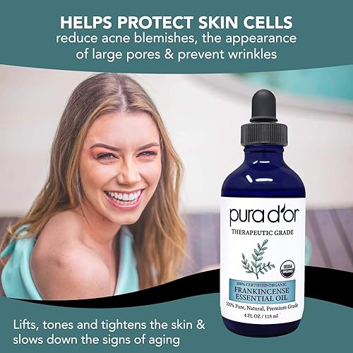 Miniatura 2 de PURA D'OR Aceite esencial de incienso orgánico (4 onzas con cuentagotas de vidrio) 100% puro y natural de grado terapéutico para cabello, cuerpo,