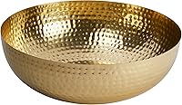 Creative Co-Op 14" Hand-Hammered Gold Metal Bowl - Elegant Decorative Serving Bowl for Snacks & Mixing