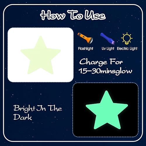 Miniatura 4 de Giantree 469 calcomanías de pared con estrellas que brillan en la oscuridad, estrellas que brillan en la oscuridad para techo, calcomanías de pared