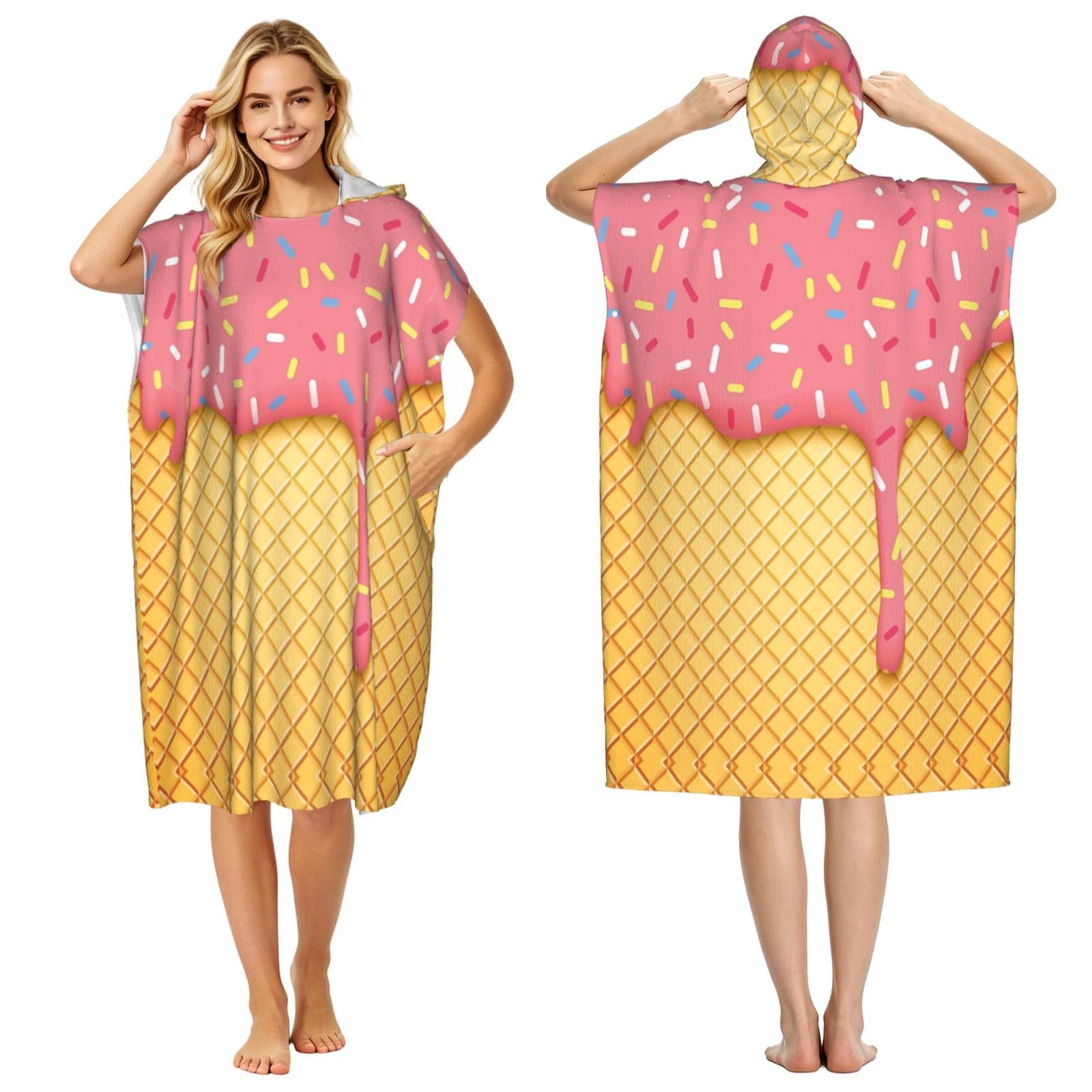 Peignoir piscine léger à séchage rapide motif crème glacée robe de plage adulte