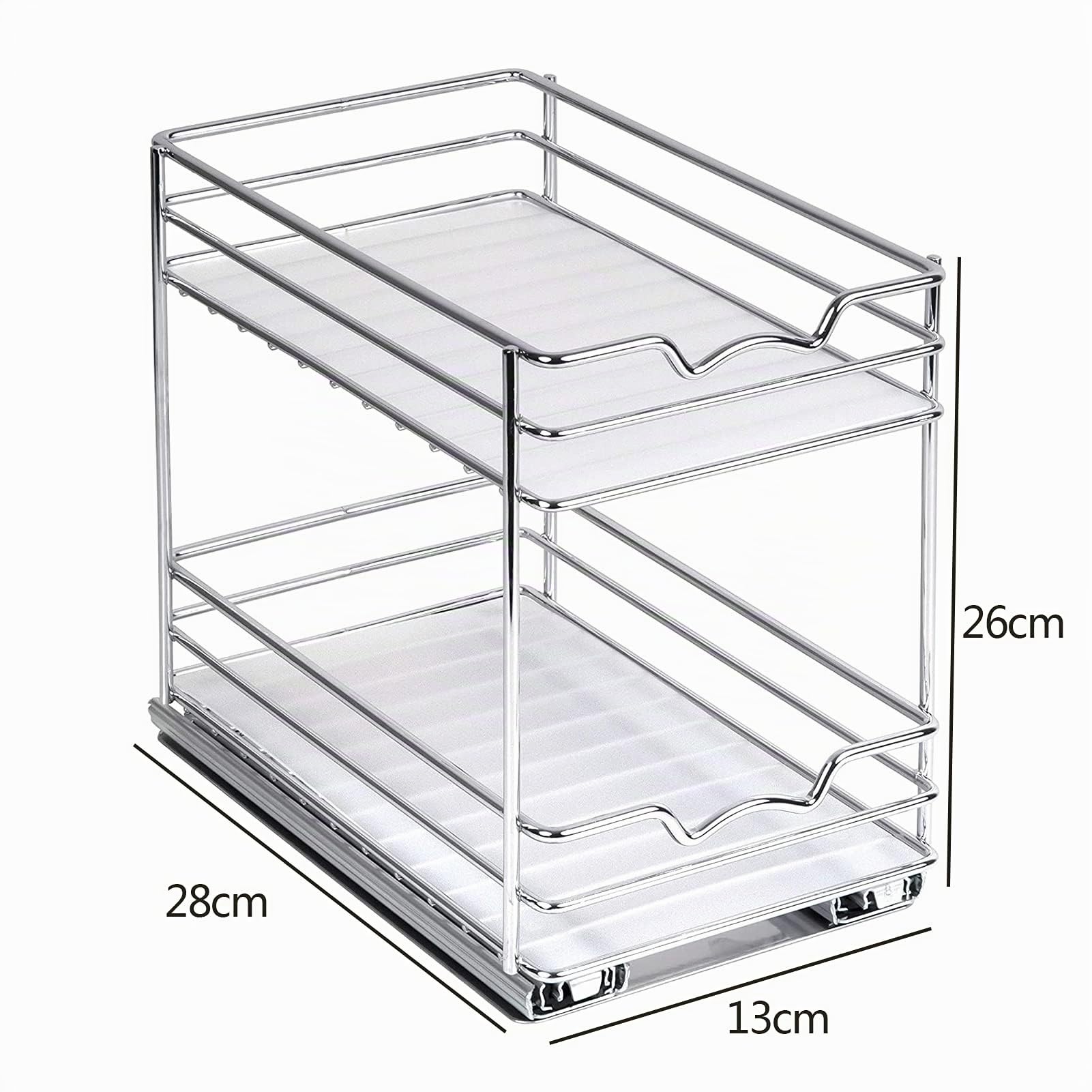 Support à épices vertical en métal à double couche,accessoire rangement cuisine, Epices pots rangement amovible pour cuisine avec rail coulissant (28 * 13 * 26cm)