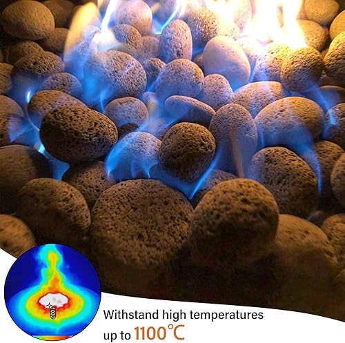 Miniatura 2 de Roca de lava negra para hoguera, piedras de lava natural de 2 a 3 pulgadas para hoguera de gas y chimenea (15 libras)