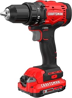 CRAFTSMAN V20 1/2 in Cordless Drill Set With 2.0 Ah Battery, Charger and Double Ended Bit, LED Light, Long Runtime, Ergonomic Power Drill Driver (CMCD702D1)
