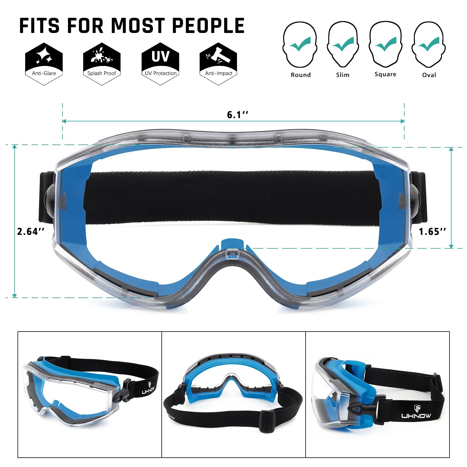 UKNOW Safety Goggles Over Glasses - Anti-Fog Clear Lens - ANSI Z87.1 Certified Eye Protection for Lab Work, Industrial Use — Amazon image 7