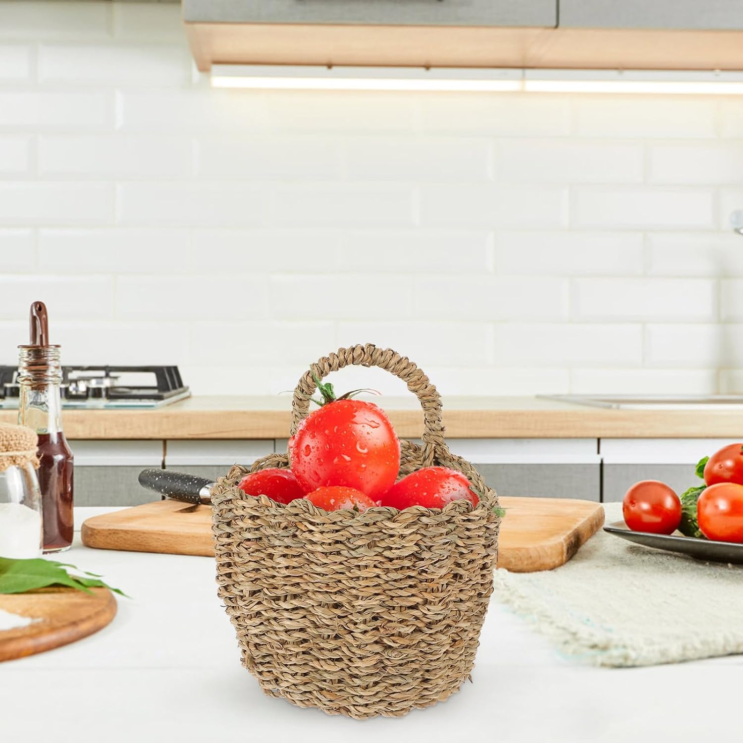 Jute Onion Basket Hanging for Pantry Potato Garlic Onion Pantry Storage Baskets, Potato Holder Hanging Wall Vegetable Baskets for Succulent Wall Decor