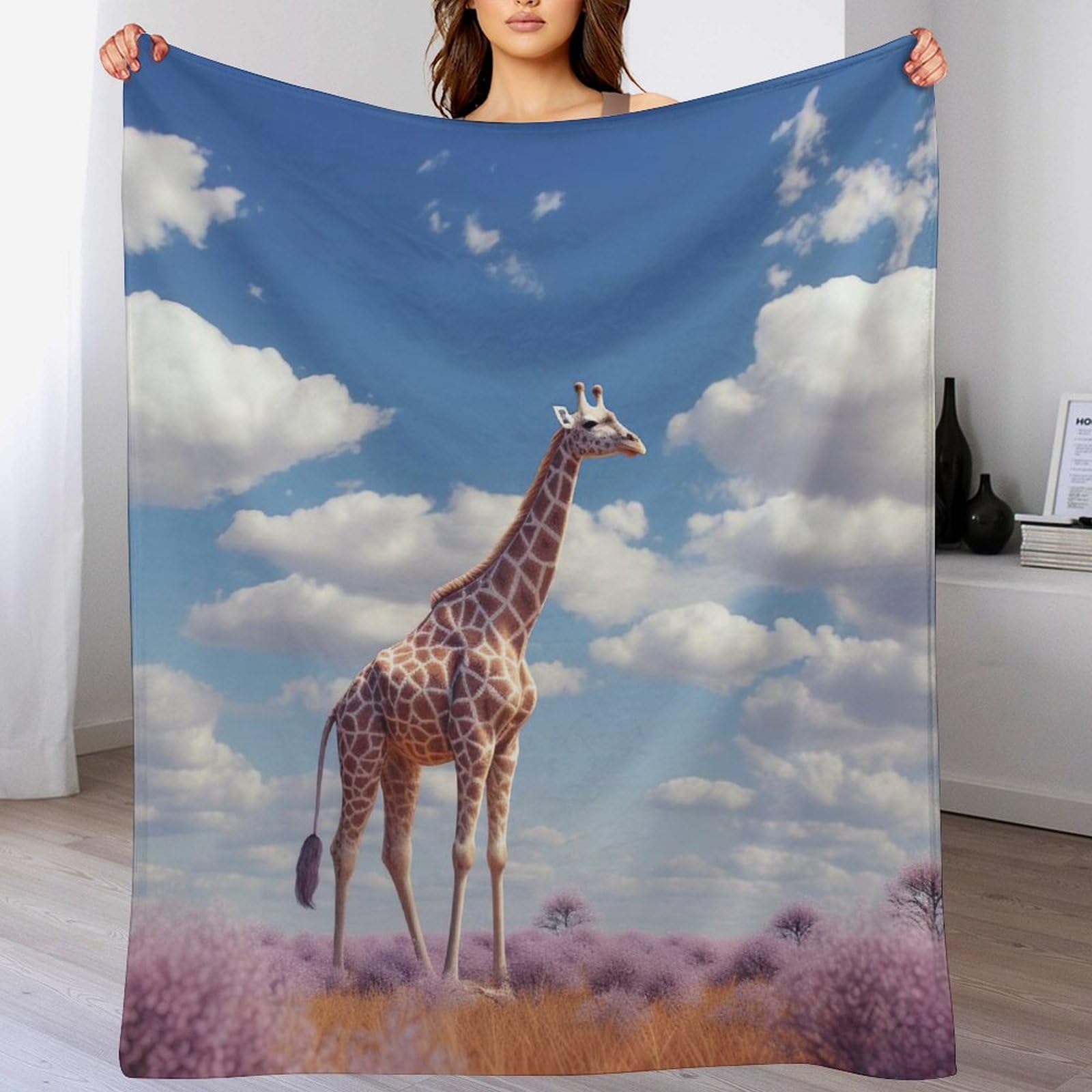 Couverture polaire girafe en peluche moelleuse et flannel de qualité supérieure