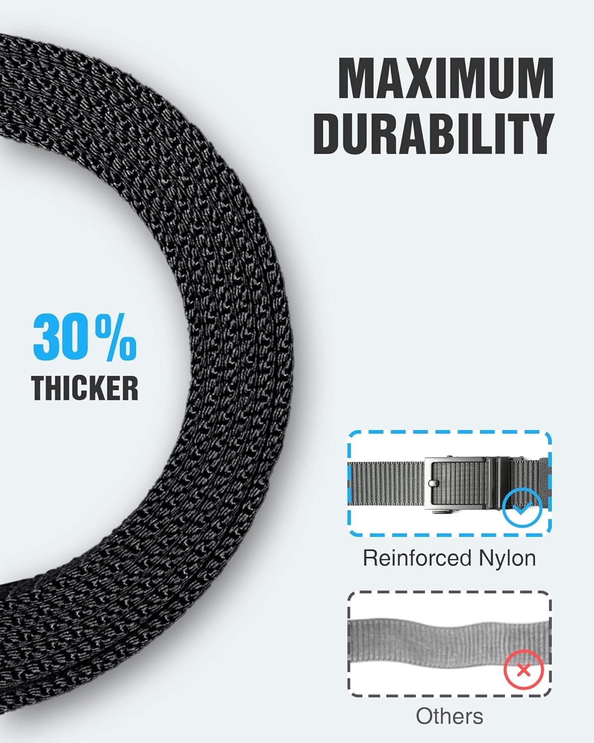 CHAOREN Ratchet Belts for Men 2 Pack - Casual Web Nylon Mens Belt 1 3/8" - Automatic Adjustable Buckle Fit Jeans - Image 4