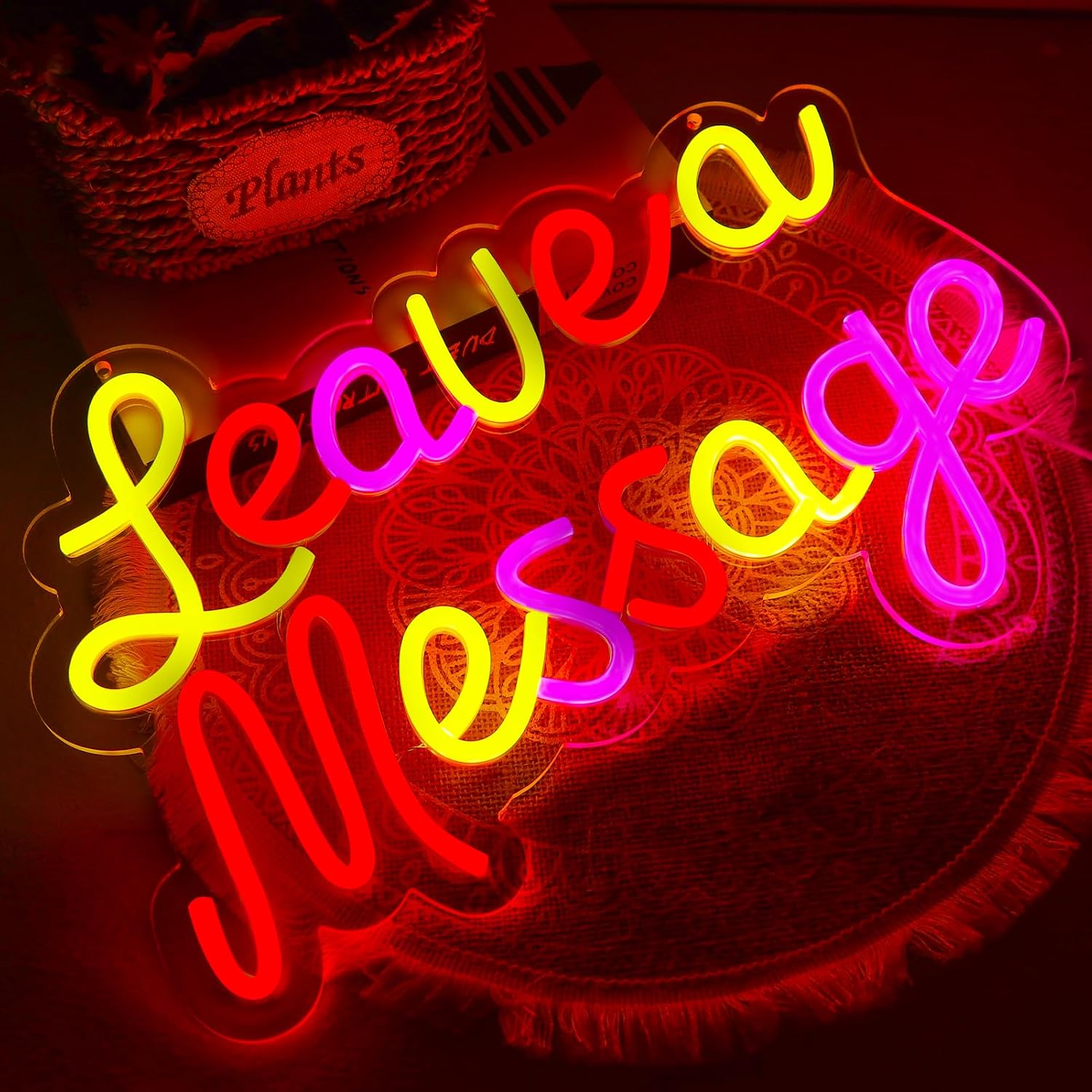 Leave a Message Neon Signs for Wall Decor，Led Neon Light for Office，Christmas Birthday Party Gifts