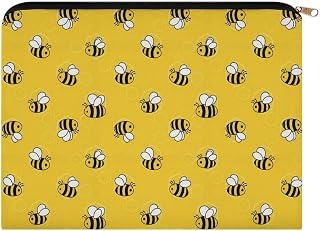 Womens Toiletry Pouch Makeup Bag, Yellow Bees And Honey | Spacious, Multi‑Functional Cosmetic Organizer, Lightweight Beauty Bag, for Women to Store Makeup Supplies