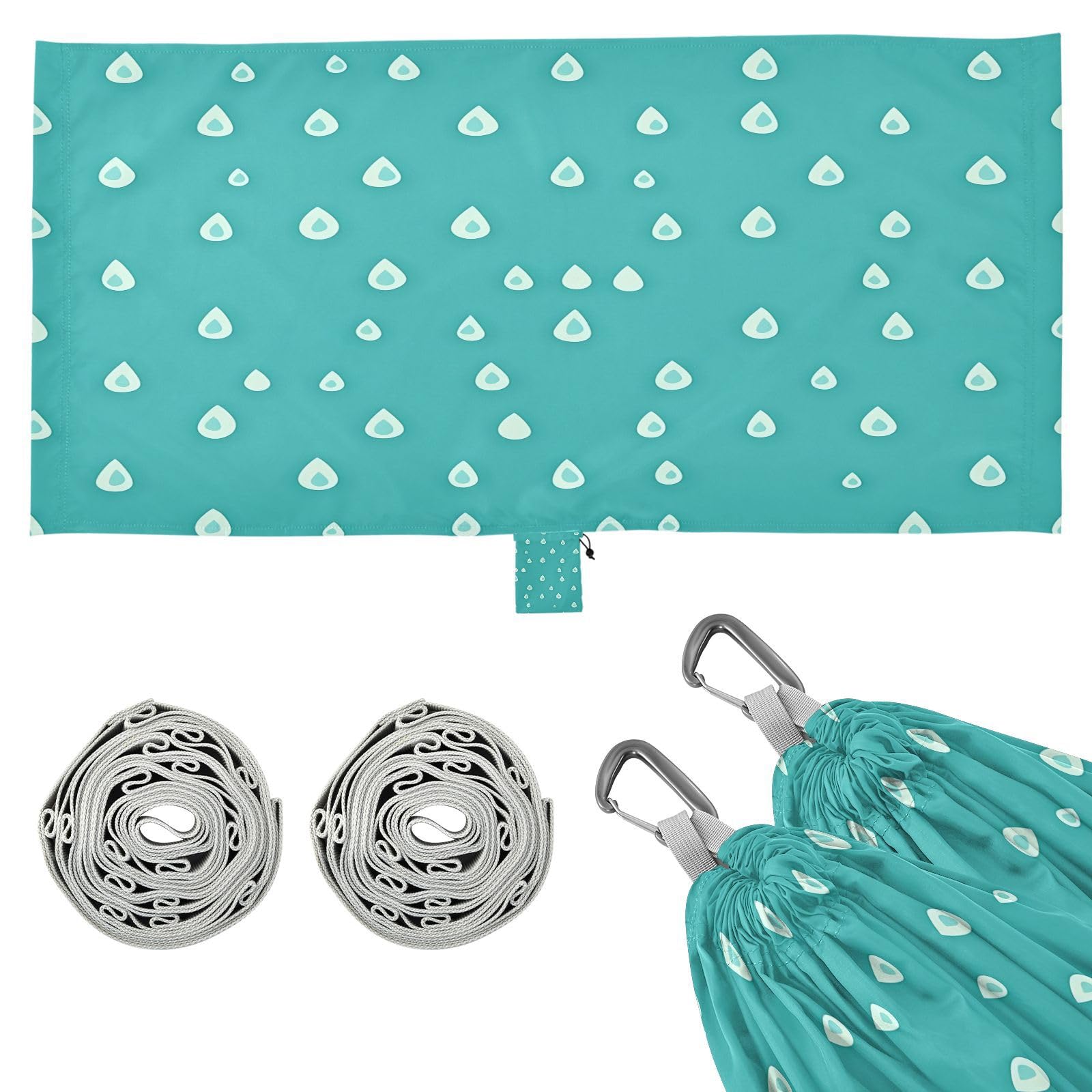 ATTX Raindrops Pattern Camping Hammock - Lightweight & Portable Hammocks, Heavy Duty 330lbs Capacity for Indoor, Hiking, Backpacking, Travel, Backyard, Beach#585