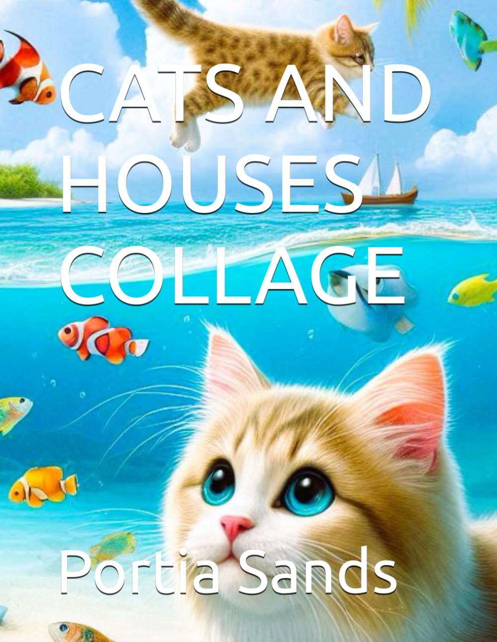 CATS AND HOUSES COLLAGE (Collage cut out books)