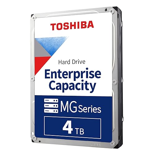 Toshiba 4TB MG Series Enterprise 3.5" SATA Internal Hard Drive. Mainstream server and storage, Hyperscale and cloud storage, 6 Gbit/s, 7200 RPM, 5Yr Warranty (MG04ACA400E).