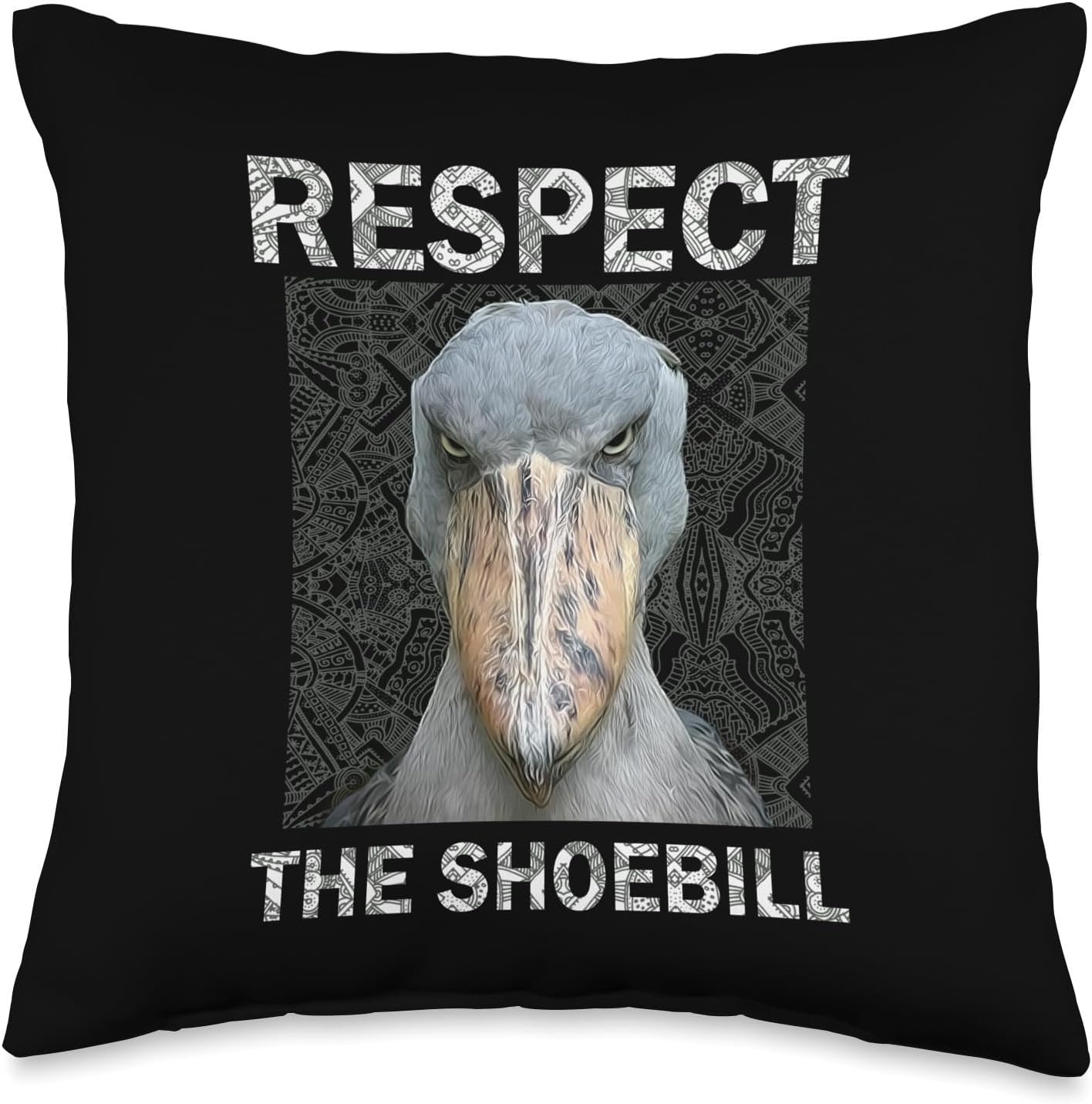 Respect The Shoebill African Bird Aztec Mayan Bird Lover Throw Pillow