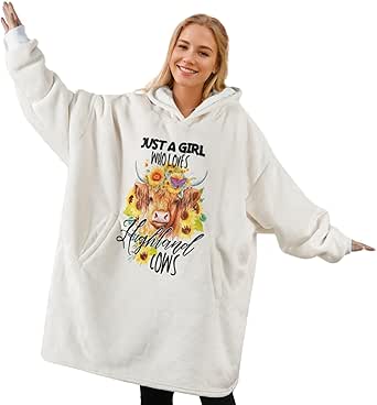 1 X Brand New Queenshin Zip Up Cow Wearable Blanket Hoodie,Oversized S
