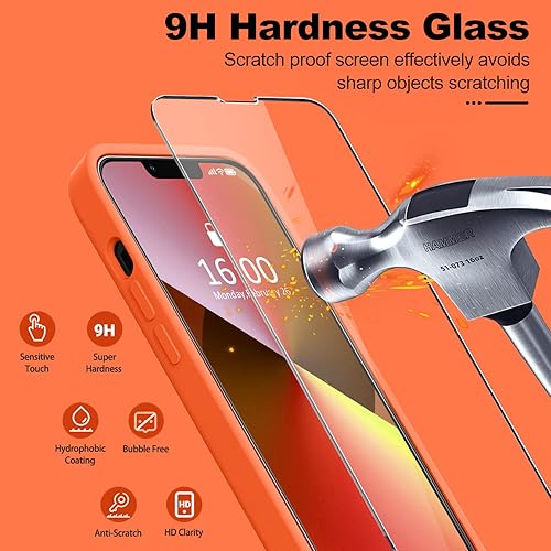 Miniatura 398 de BossKiss Funda compatible con iPhone 14 Pro, silicona mejorada [protección de cámara] [2 protectores de pantalla 9H], forro interior de microfibra