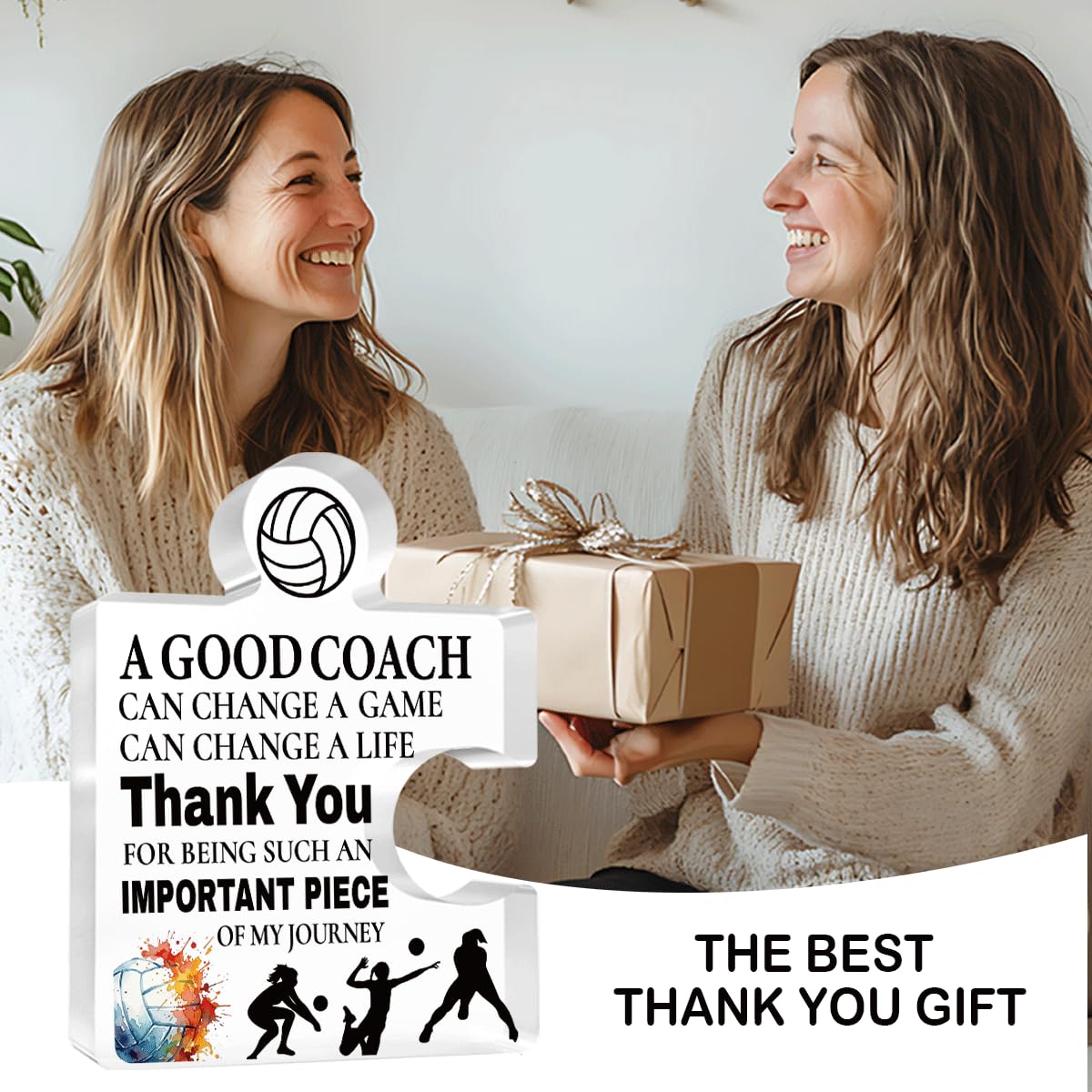 Inspirational Coach Thank You Appreciation Gifts Thank you for Being Such an Important Piece of my journey Acrylic Puzzle Volleyball Coach Gifts for Home Office Desk Table Decor