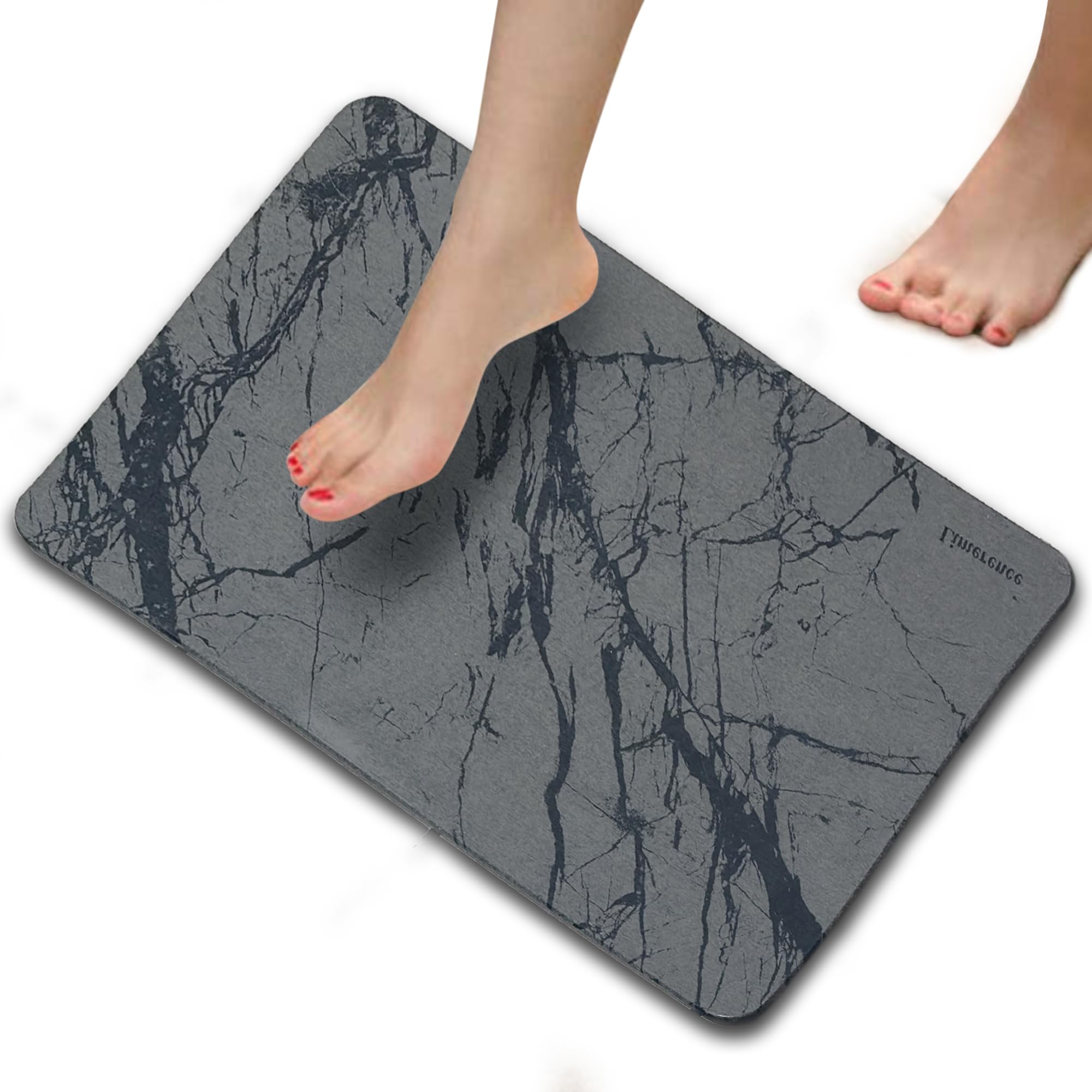 Marble Diatomite Stone Bath Mat - Diatomaceous Earth Non Slip Shower Mat with Sanding Too…