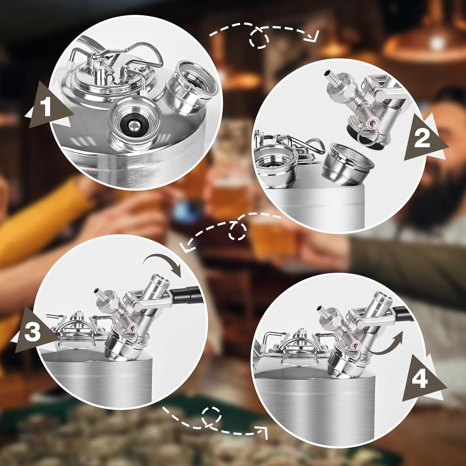 2.5 Gallon/10 L Stainless Steel Cleaning Keg with 2 D Spears,Kegerator Cleaning Kit,Beer Lines Cleaner,Beer Lines Cleaning Kit,Keg Lines Cleanings Kit for Beer Lines Cleanings