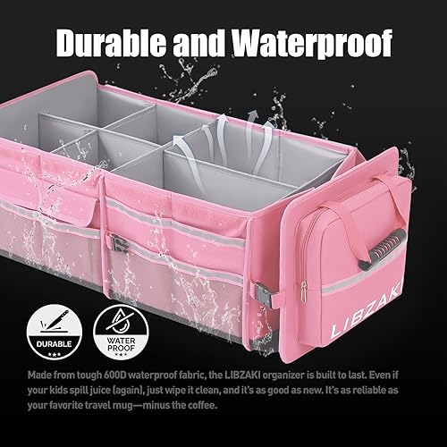 Miniatura 2 de LIBZAKI - Organizador de almacenamiento 4 en 1 para maletero, caja de almacenamiento plegable con múltiples compartimentos con hielera para