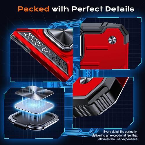 Miniatura 4 de Anqrp Funda diseñada para iPhone XR con soporte de anillo de metal giratorio soporte magnético Funda protectora de grado militar compatible con