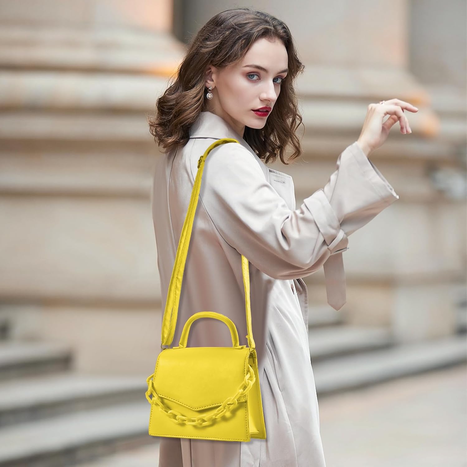 Small Crossbody Bags for Women Girls Trendy Top Handle Satchel Purses with Detachable Acrylic Chain - Image 6