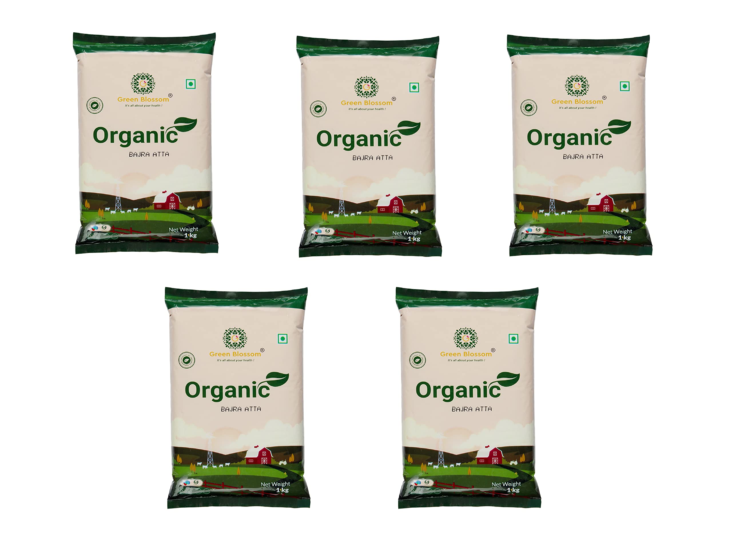 Green Blossom Organic Bajra Pearl Millet Whole and Organic Bajra Atta/ Pearl | Combo of 2 | Style 159 1