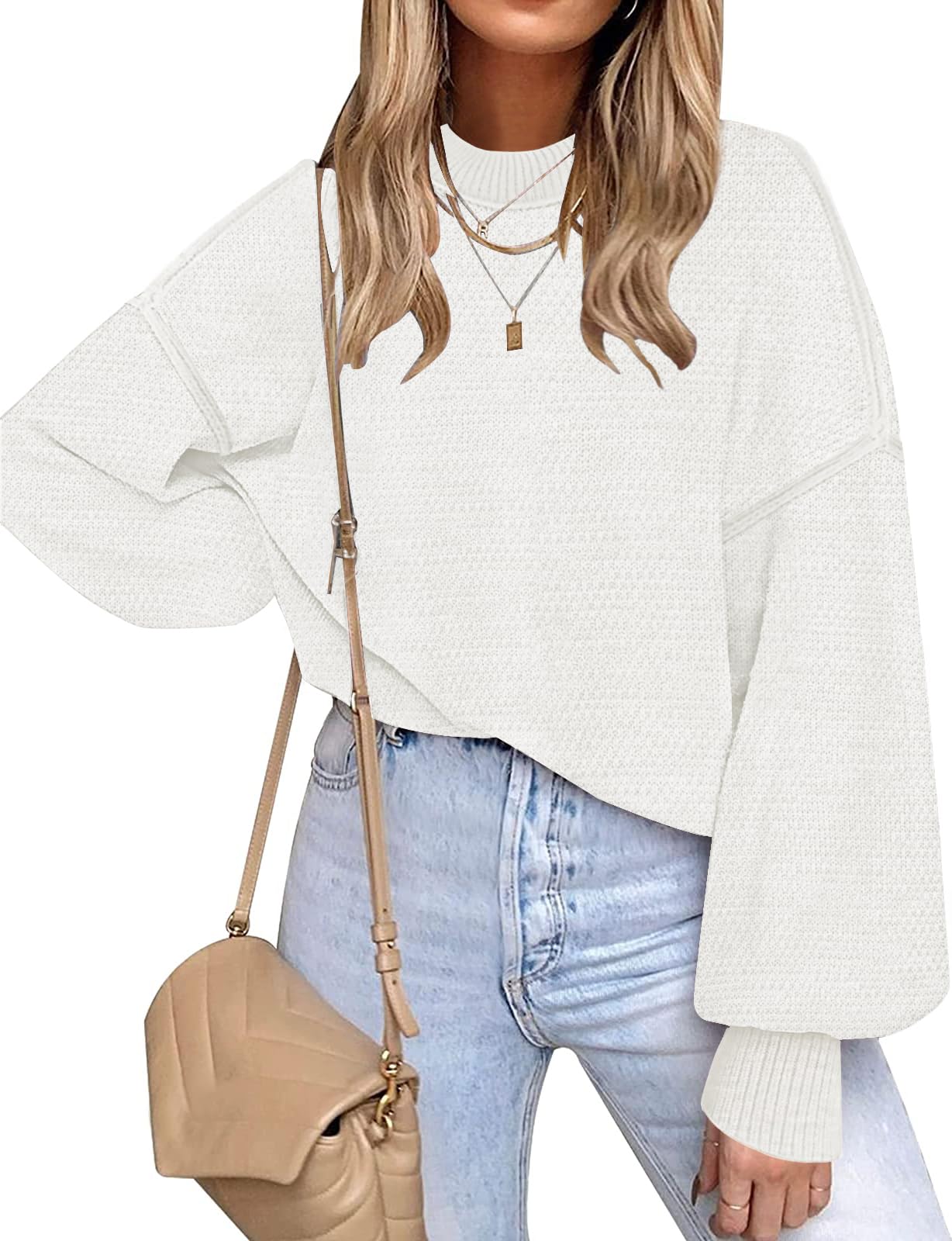 DisamerFall Clothes for Women 2025 Trendy Fashion Oversized Sweaters Color Block Long Sleeve Knited Pullover Tops Winter Outfits